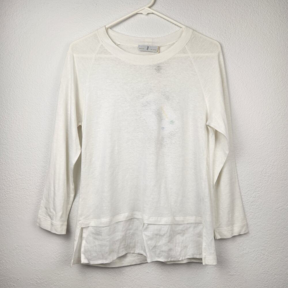 YC WHYCI Milano Shirt White Long Sleeve Size 40 Italian US Small Linen NWT